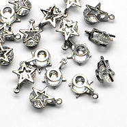 Star Alloy Charms, with Cubic Zirconia, Gunmetal, 14x10x6mm, Hole: 1mm(ZIRC-R007-056A-01)