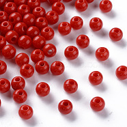 Opaque Acrylic Beads, Round, FireBrick, 6x5mm, Hole: 1.8mm, about 4400pcs/500g(MACR-S370-C6mm-A14)