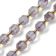 Natural Amethyst Beads Strands, with Seed Beads, Faceted Bicone Barrel Drum, 7x8mm, Hole: 0.9mm, about 37pcs/strand, 15.16''(38.5cm)(G-Z034-F11-01)