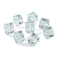 Glass Imitation Austrian Crystal Beads, Faceted, Square, Honeydew, 8x8x8mm, Hole: 1.5mm(GLAA-D023-03)