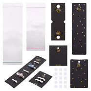 80Pcs 4 Style Rectangle Cardboard Jewelry Display Cards, Hair Clip Display Cards, with Plastic Ear Nuts and OPP Cellophane Bags, Black, Card: 7.3~23.9x5~6.4x0.04cm, Hole: 6~12mm, 20pcs/style, about 360pcs/set(CDIS-YS0001-04)