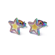 Ion Plating(IP) 304 Stainless Steel Stud Earring for Women, Star, Rainbow Color, 10.4x11mm, Pin: 0.8mm(EJEW-I285-16MC)