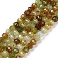 Natural Green Garnet Beads Strands, Faceted, Round, 4mm, Hole: 0.7mm, about 93~94pcs/strand, 15.35~15.55 inch(39~39.5cm)(G-C009-A25)