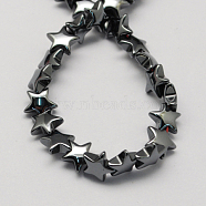 Non-magnetic Synthetic Hematite Beads Strands, Grade A, Star, Black, 6x6x3mm, Hole: 1mm(G-Q899-6mm)