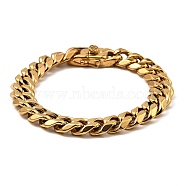 Ion Plating(IP) 304 Stainless Steel Cuban Link Chain Bracelet, Golden, 9-1/8 inch(23.3cm)(NJEW-D050-02I-G)