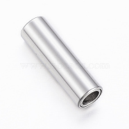 Smooth 304 Stainless Steel Magnetic Clasps with Glue-in Ends, Column, Stainless Steel Color, 16x5mm, Hole: 3mm(STAS-H402-21P-3mm)