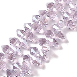 Pearl Luster Plated Electroplate Beads Strands, Faceted, Rhombus, Plum, 8.5x6mm, Hole: 0.9mm, about 98~99pcs/strand, 12.99~14.57''(33~37cm)(EGLA-H104-07A-PL03)