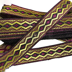 7M Ethnic Style Polyester Jacquard Rhombus Ribbon, Dark Khaki, 3/4 inch(20mm), about 7.66 Yards(7m)/Roll(PW-WG96346-01)