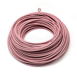Leather Braided Cord, Pink, 5mm, about 54.68 yards(50m)/bundle(WL-Q005-5mm-62)