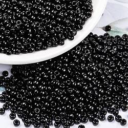 MIYUKI Round Rocailles Beads, Japanese Seed Beads, 8/0, (RR401) Black, 8/0, 3mm, Hole: 1mm, about 422~455pcs/10g(X-SEED-G008-RR0401)