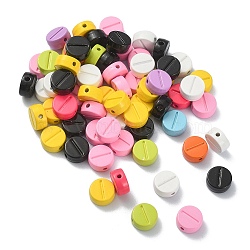 Spray Painted Alloy Beads, Flat Round, Mixed Color, 8.5x4mm, Hole: 1.4mm(PALLOY-Q445-07)