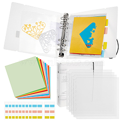 1 Set 6-Hole Plastic Binder Photo Albums, with 100 Sheets Square Origami Paper, 10 Sheet Paper Stickers, Mixed Color, 185x210x43.3mm(DIY-GA0005-89)