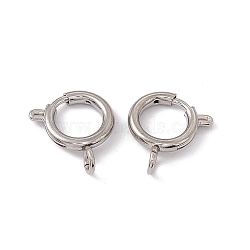 201 Stainless Steel Spring Ring Clasps, Stainless Steel Color, 13x2.5mm, Hole: 3mm(STAS-J401-LD022-12)