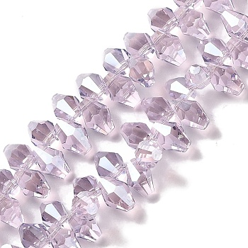 Pearl Luster Plated Electroplate Beads Strands, Faceted, Rhombus, Plum, 8.5x6mm, Hole: 0.9mm, about 98~99pcs/strand, 12.99~14.57''(33~37cm)
