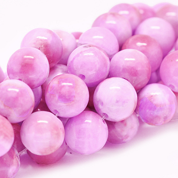 Natural Persian Jade Beads Strands, Dyed, Round, Medium Orchid, 8mm, Hole: 1.2~1.5mm, about 50pcs/strand, 16 inch