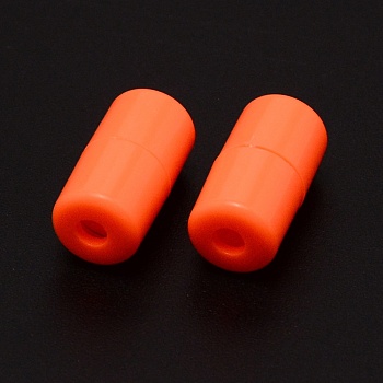 Plastic Screw Clasps, for Shoelace Buckles, Column, Tomato, 18x9.5mm, Hole: 3mm