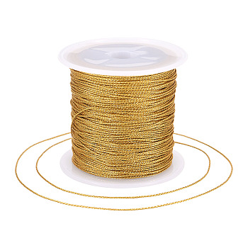 2 Rolls Round PET Metallic Thread, Gold, 0.5mm, about 36.09 Yards(33m)/roll