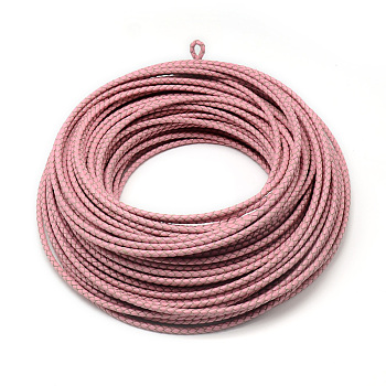 Leather Braided Cord, Pink, 5mm, about 54.68 yards(50m)/bundle