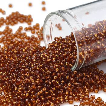 TOHO Round Seed Beads, Japanese Seed Beads, (2208) Silver Lined Burnt Orange, 11/0, 2.2mm, Hole: 0.8mm, about 50000pcs/pound