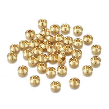 Brass Spacer Beads, Long-lasting Plated, with Gear, Disc with Gear Tooth, Golden, 4x2mm, Hole: 1.5mm