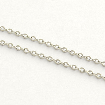 304 Stainless Steel Cable Chains, Soldered, Flat Oval, Stainless Steel Color, 2.5x2x0.5mm