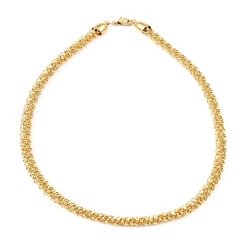 Brass Chain Necklaces, Twist Minimalism Necklace, with Lobster Claw Clasp, Real 14K Gold Plated, 17-1/8 inch(43.5cm)