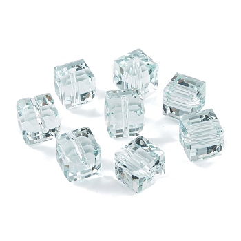 Glass Imitation Austrian Crystal Beads, Faceted, Square, Honeydew, 8x8x8mm, Hole: 1.5mm