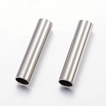 304 Stainless Steel Tube Beads, Stainless Steel Color, 30x7mm, Hole: 6mm