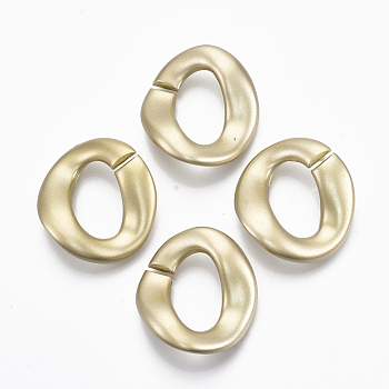 Spray Painted CCB Plastic Linking Rings, Quick Link Connectors, For Jewelry Curb Chains Making, Oval Twist, Gold, 32x29.5x9mm, Inner Diameter: 12x20mm