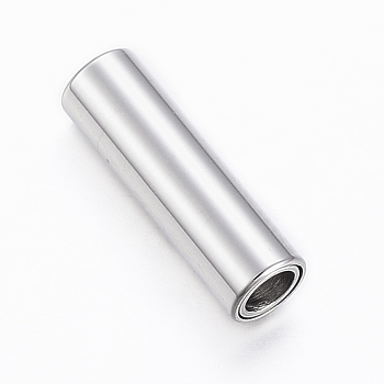 Smooth 304 Stainless Steel Magnetic Clasps with Glue-in Ends, Column, Stainless Steel Color, 16x5mm, Hole: 3mm