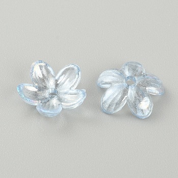 Transparent Acrylic Beads, AB Color, Flower, Sky Blue, 11.5x3mm, Hole: 1.8mm