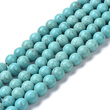 Natural Howlite Beads Strands, Dyed & Heated, Round, 10mm, Hole: 1.8mm, about 42pcs/strand, 15.94 inch(40.5cm)(G-C180-17D)