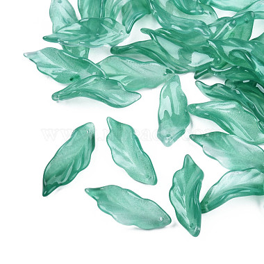 Medium Sea Green Leaf Glass Pendants