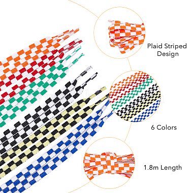 Superfindings 6 Paare 6 Farben Schnürsenkel aus Polyesterschnur mit Schottenmuster(FIND-FH0006-85A)-4