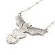 Alloy Skull with Bat Pendant Necklace(NJEW-G056-02AS)-2