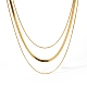 304 Stainless Steel Snake Chains 3 Layer Necklace for Women(NJEW-C028-01G)-1