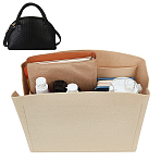 Felt Purse Organizer Insert, Women's Shell Bag Liner, Cosmetics Storage Pouch, with Alloy Zipper, Pale Goldenrod, 11x19.5x13.5cm(FIND-WH0120-79A-02)