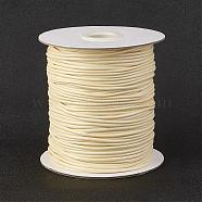 Eco-Friendly Korean Waxed Polyester Cord, Cornsilk, 1mm, about 169.51~174.98 Yards(155~160m)/Roll(YC-P002-1mm-1112)