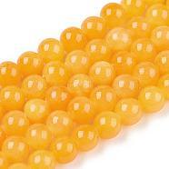 Natural Dyed Yellow Jade Gemstone Bead Strands, Round, Gold, 4mm, Hole: 0.5mm, about 95pcs/strand, 15.7 inch(X-G-R271-4mm-Y08)