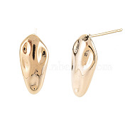 Brass Earring Findings, with Loop, Nickel Free, Real 18K Gold Plated, 16.5x7.5mm, Hole: 1.4mm, Pin: 0.7mm(KK-S356-441-NF)