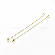 Brass Cable Chain Big Pendants, with Bar & Ball, Real 18K Gold Plated, 76x4mm, Hole: 2mm(KK-T032-155G)