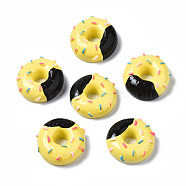 Spray Painted Resin Cabochons, Donut, Yellow, 21.5~22.5x22~23x8.5mm(CRES-Q215-001D)