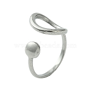 304 Stainless Steel Open Cuff Ring, Twist Oval, Stainless Steel Color, US Size 7 1/4(17.5mm)(RJEW-L110-015P)