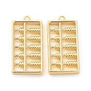 Brass Pendants, Abacus Charm, Real 18K Gold Plated, 24x12x3mm, Hole: 1.4mm(KK-B062-09G)