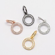 CZ Brass Micro Pave Cubic Zirconia Circle Charms, Mixed Color, 11x9x2mm, Jump Ring: 5x0.8mm(ZIRC-L018-11)