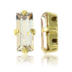 Preciosa&reg MAXIMA Crystal Sew-On Cups, Multi-Strand Links, Czech Crystal, with Brass Prong Settings, 719 39 090 Baguette, Golden, 00030 235 Honey, 7x3mm(X-PRC-SF7-00030-235-G)
