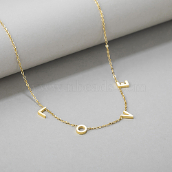 Fashionable Geometric Stainless Steel Letter Love Pendant Necklace for Women's Daily Wear, Golden(CD8695-3)