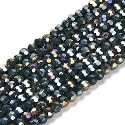 Opaque Glass Beads Stands, AB Color, Faceted(32 Facets), Round, Dark Slate Gray, 3.5x3mm, Hole: 1mm, about 168~169pcs/strand, 19.09~19.17 inch(48.5~48.7cm)(EGLA-A035-P3mm-B23)