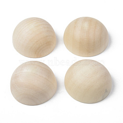 (Holiday Stock-Up Sale)Unfinished Natural Wood Cabochons, Undyed, Half Round/Dome, Old Lace, 35x17.5mm(WOOD-R269-C)