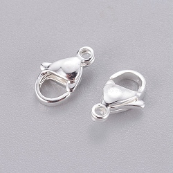 304 Stainless Steel Lobster Claw Clasps, Parrot Trigger Clasps, Silver Color Plated, 11x7x3.5mm, Hole: 1.4mm(X-STAS-E464-21C-S)